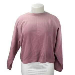 Madewell Women's Pink Crewneck Long Sleeve Crop Sweater Sweatshirt Top Size XL